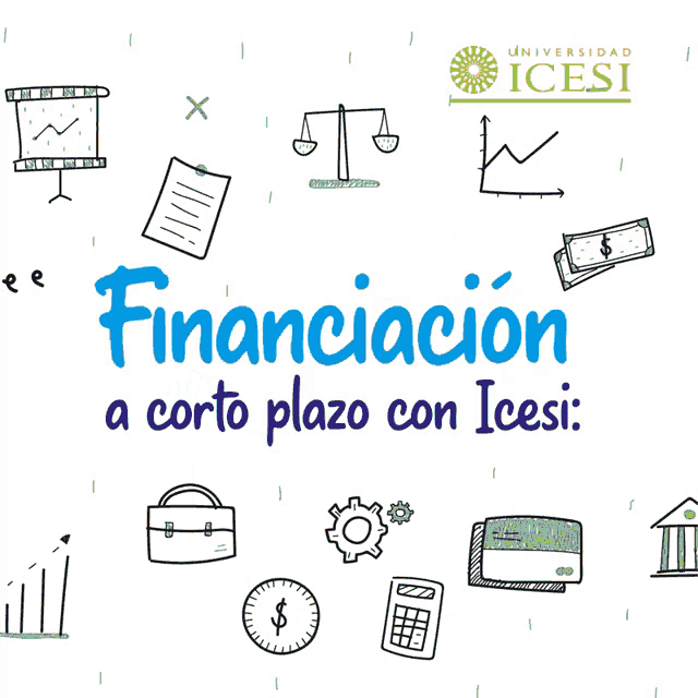 an advertisement for universidad icesi with a man sitting on a pile of books