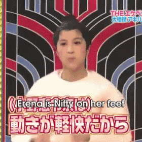 a woman is standing in front of a sign that says eternal is nifty on her feet