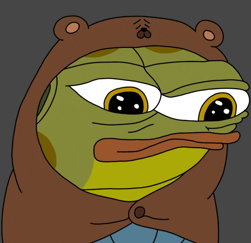 a cartoon frog wearing a brown bear hat with the letter b on it