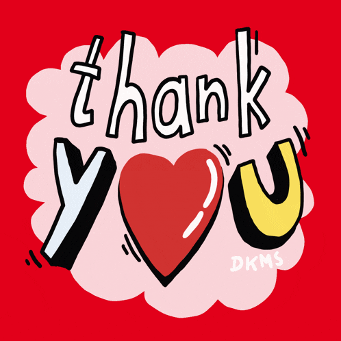 a red background with the words thank you and a red heart