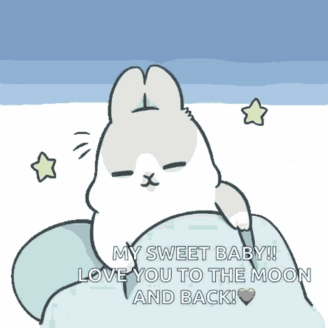 a cartoon rabbit is laying under a blanket with a message .