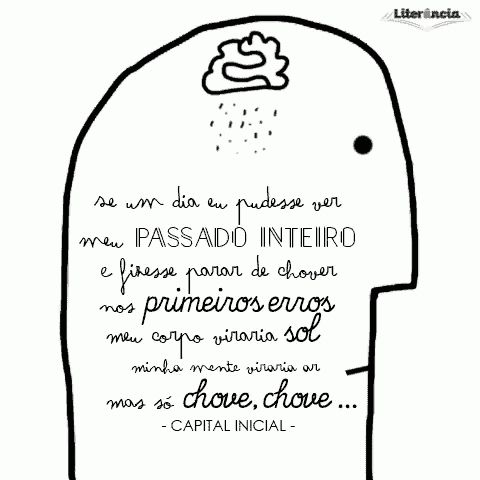 a black and white drawing of a head with a quote from capital inicial