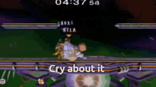 a screenshot of a video game with the words cry about it on the bottom