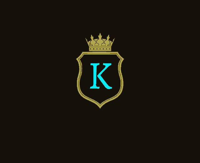 a shield with the letter k and a crown