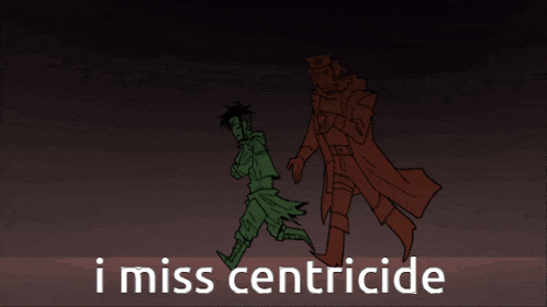a drawing of a man and a woman with the words " i miss centricide " on the bottom