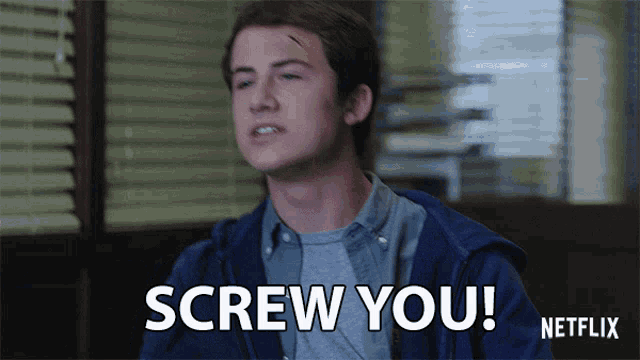 a man with a screw in his forehead says screw you netflix
