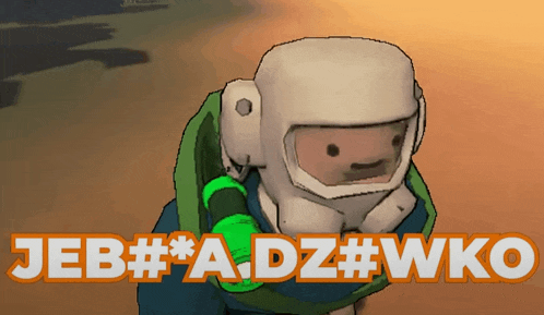 a cartoon character wearing a helmet with the words jeb # a dz # wko below it