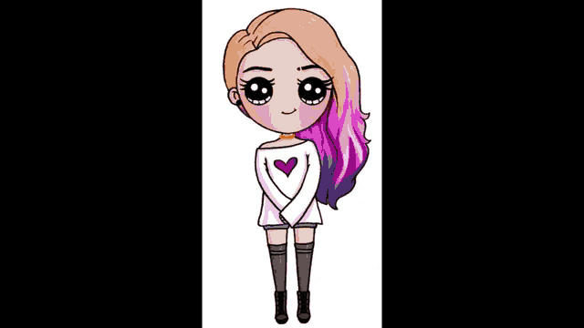 a drawing of a girl with rainbow hair
