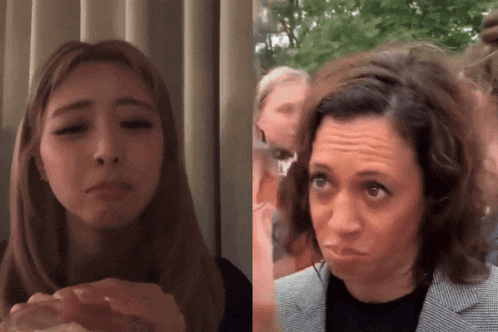 a woman making a funny face next to another woman making a funny face
