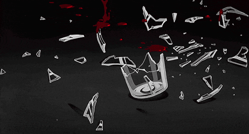 a drawing of a broken glass with the letter a on it