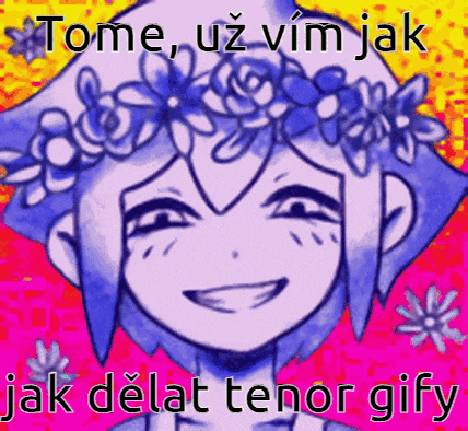 a drawing of a girl with flowers on her head and the words tome uz vim jak jak delat tenor gify