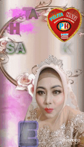 a woman wearing a hijab and a tiara is surrounded by flowers