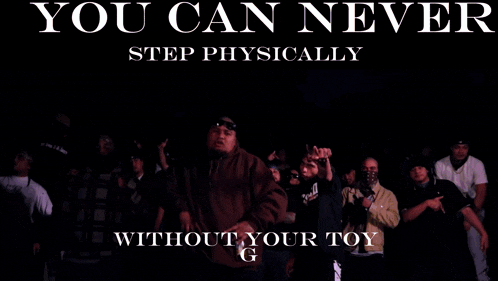 a poster that says " you can never step physically " on it