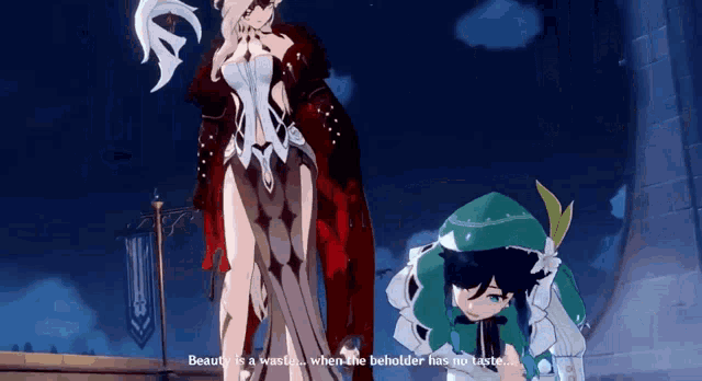 a video game character says beauty is a waste