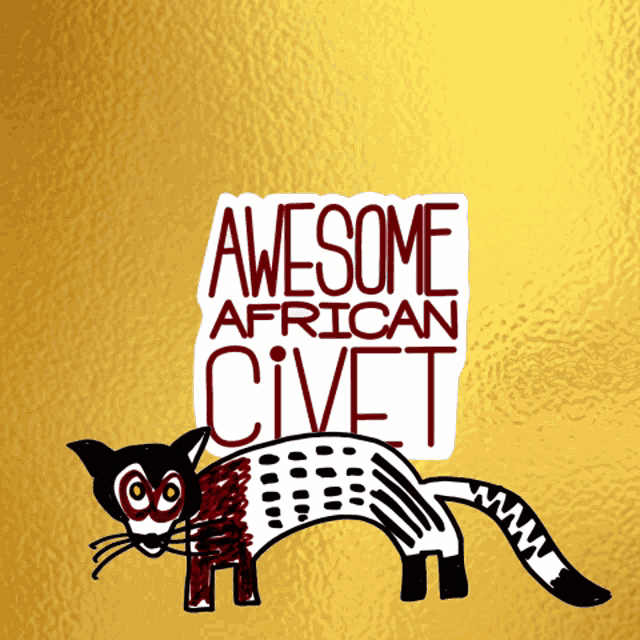 an awesome african civet sticker with a drawing of a cat