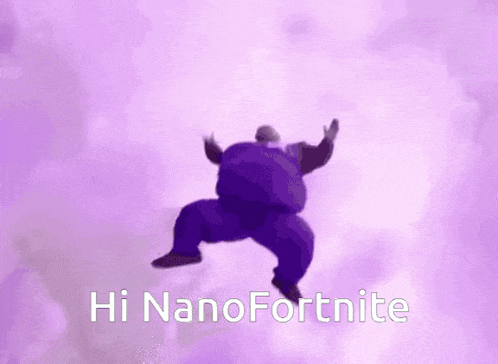 a person is flying through the air with the words hi nano fortnite on the bottom