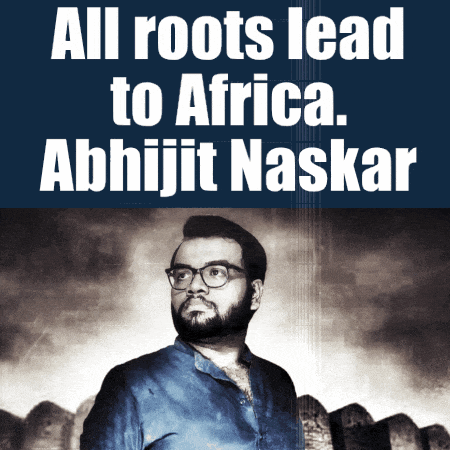 a poster for abhijit naskar shows a man with glasses