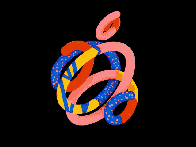 the apple logo is made up of colorful circles