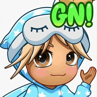 a cartoon girl wearing a sleep mask and a hoodie is waving her hand .