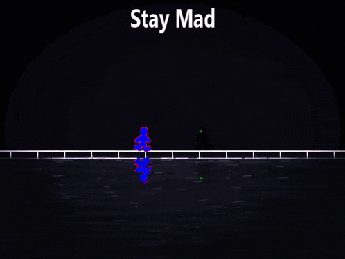 a computer screen with the words stay mad written on it