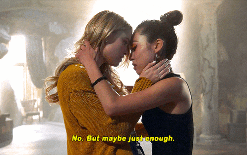 two women are hugging each other with the words no but maybe just enough