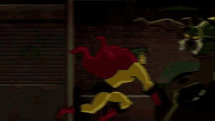 a cartoon of a superhero fighting a monster