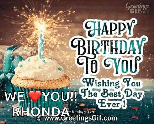 a birthday card for rhonda with a cupcake