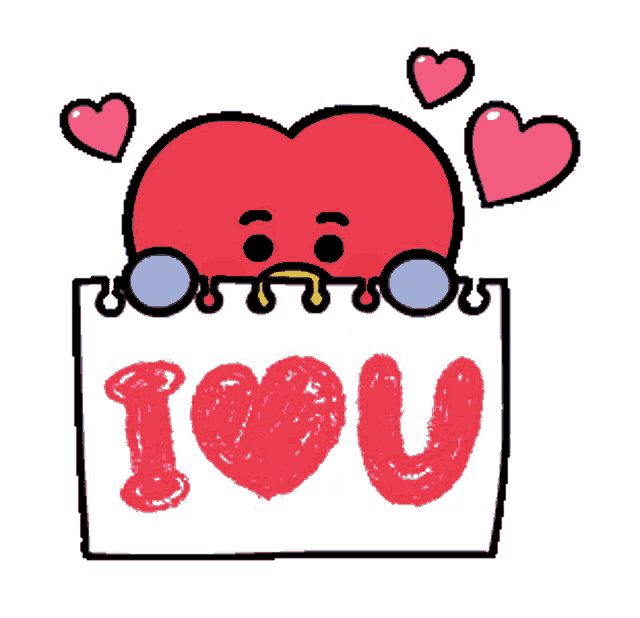 a drawing of a heart with hearts around it that says i love you