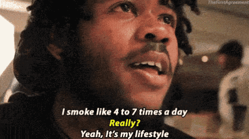 a man smoking a cigarette and saying i smoke like 4 to 7 times a day really