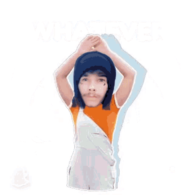 a sticker of a person with a rainbow and the word whatever on it
