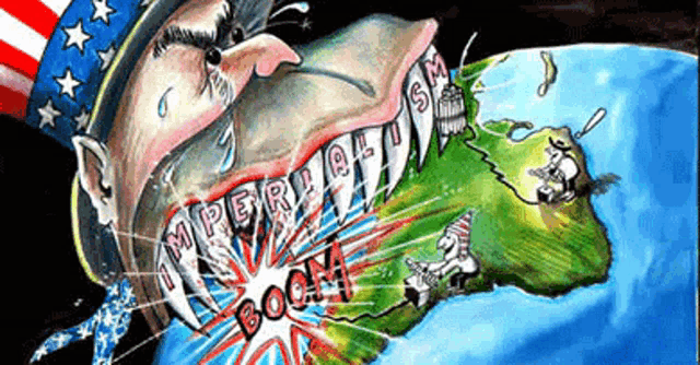 a cartoon of uncle sam with the word imperialism on his teeth