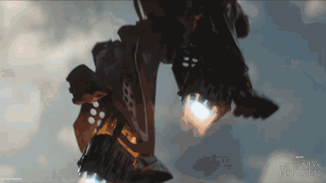 a poster for the movie wakanda forever shows a person flying through the air