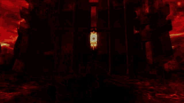 a video game scene with a man standing in front of a building