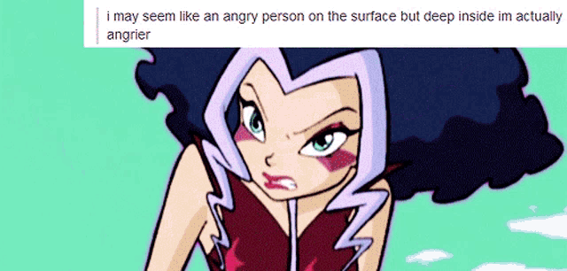 a cartoon of a girl with an angry expression on her face