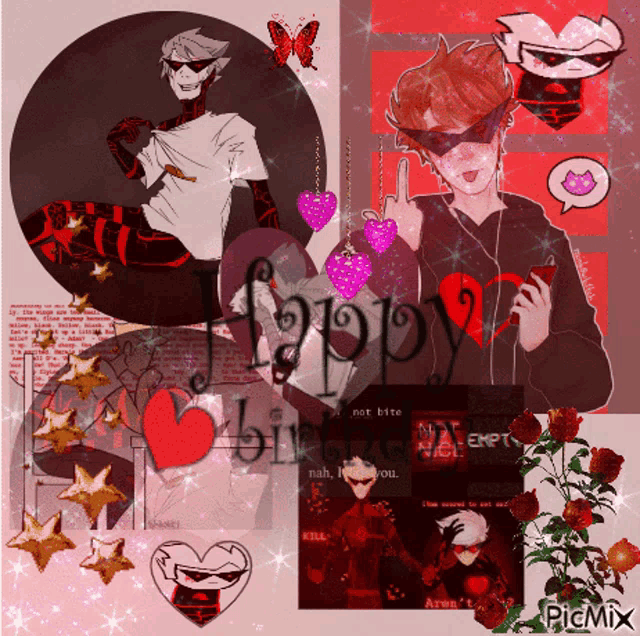 a collage of drawings with the words happy birthday