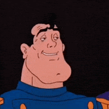 a close up of a cartoon character 's face