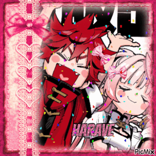 a picture of a boy and a girl with harave written in the corner