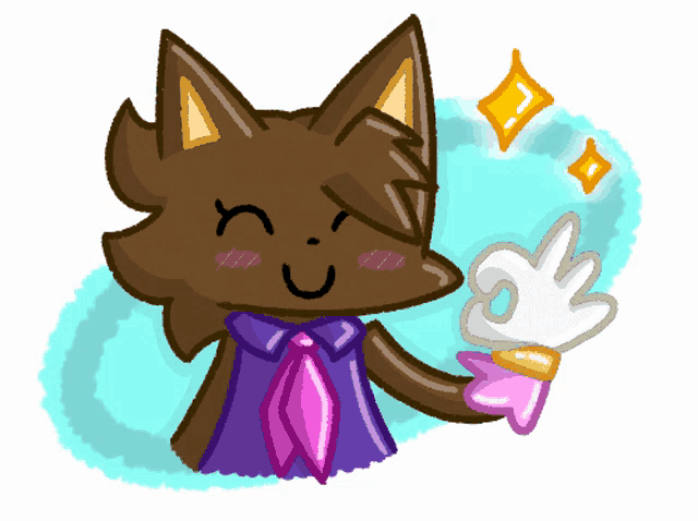 a cartoon drawing of a cat with a glove on