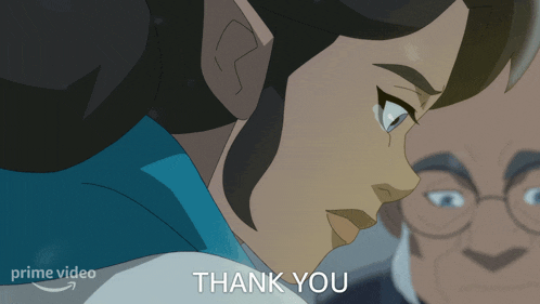 a cartoon of a woman with the words " thank you " on the bottom