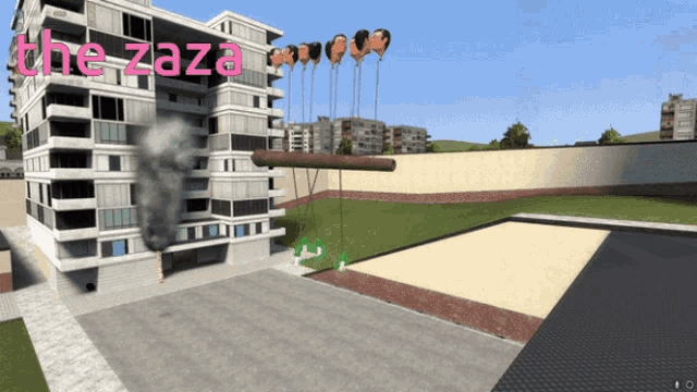 a computer generated image of a building that says the zaza on it
