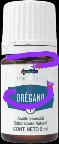 a bottle of oregano essential oil has a purple snake on the label