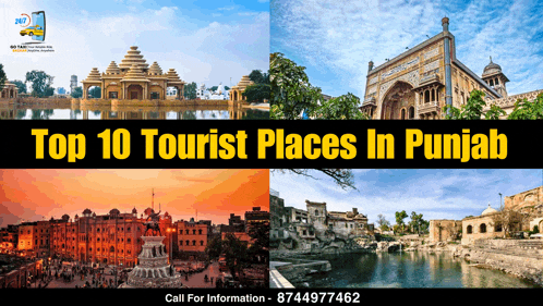 top 10 tourist places in punjab is displayed on a poster