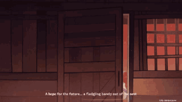 a cartoon drawing of a boy with short hair standing in a doorway with his eyes closed