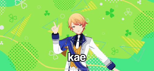 a cartoon character with kae written on the bottom