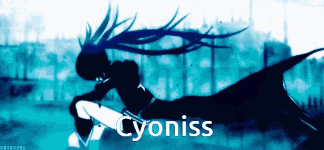 a silhouette of a woman with the word cyoniss written on the bottom