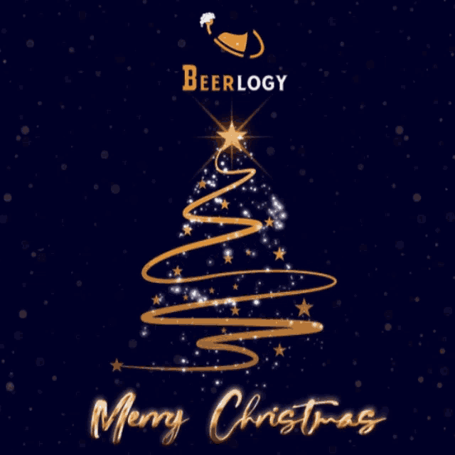 a merry christmas greeting card with a christmas tree