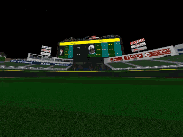 a computer generated image of a stadium with a sanyo advertisement