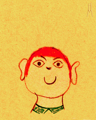 a child 's drawing of a girl with red hair