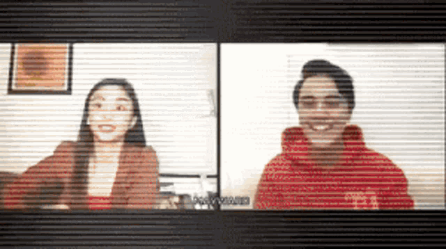 a man and a woman are having a video call on a computer