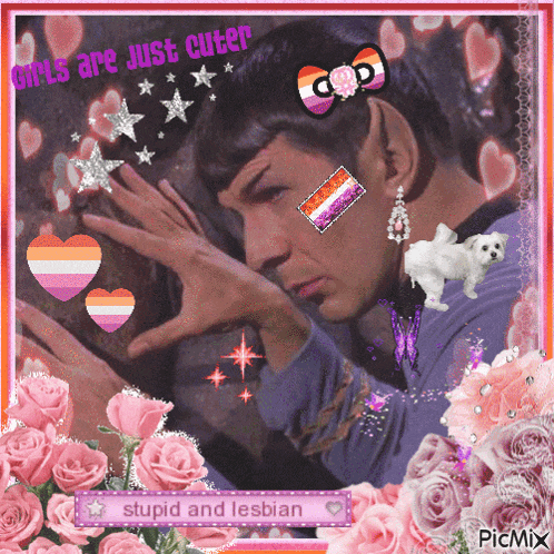 a picture of a man surrounded by pink flowers with the words girls are just cuter on the bottom